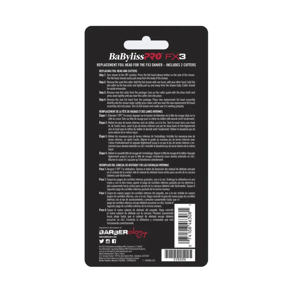 BaBylissPRO FXX3 Foil Shaver Replacement Foil & Cutter - Black (FXX3RFB)