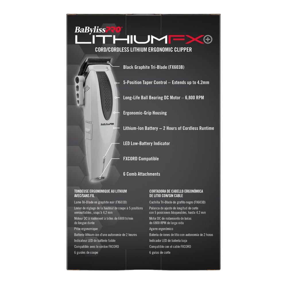 Babyliss Pro Limited Edition Lithium FX Cordless Ergonomic Clipper + Trimmer + Shaver - Grey (Combo) — image 10